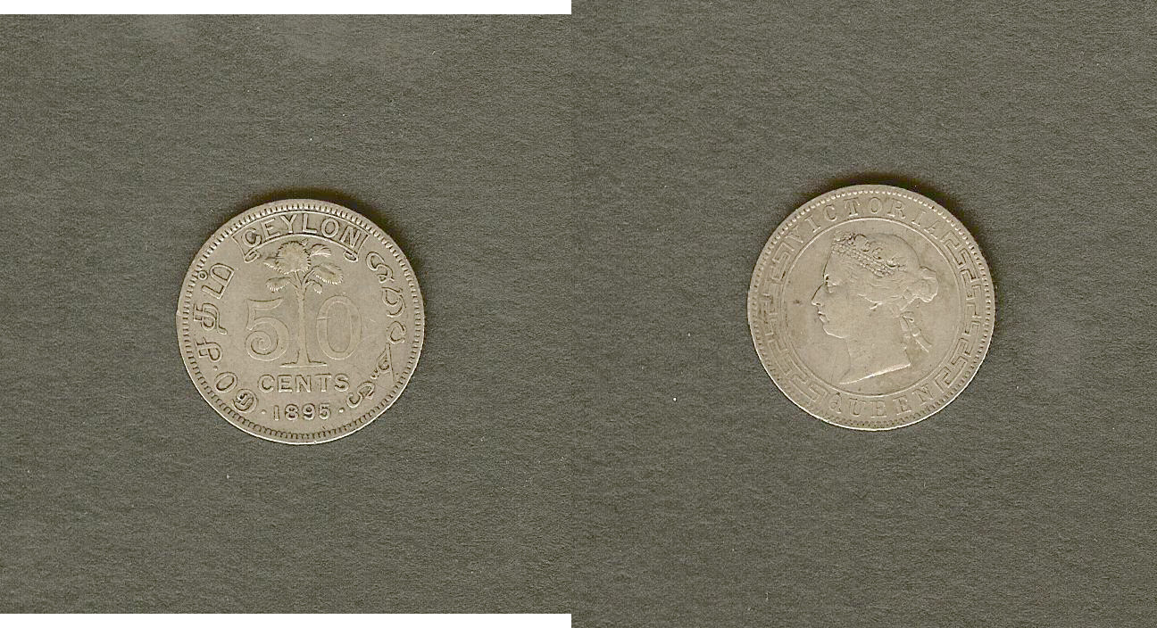 Ceylon 50 cents 1895 aVF